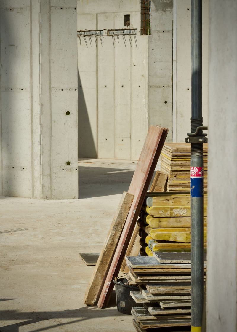 Precast concrete elements on a construction site