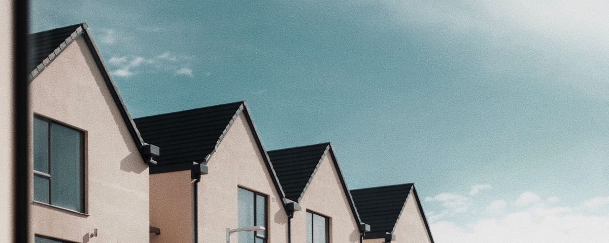 Row of completed new-build homes