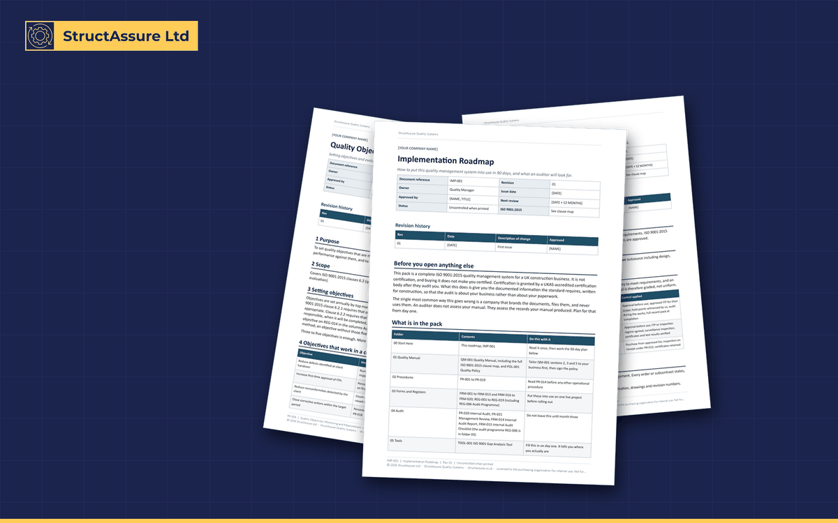 ISO 9001 Construction QMS: page previews